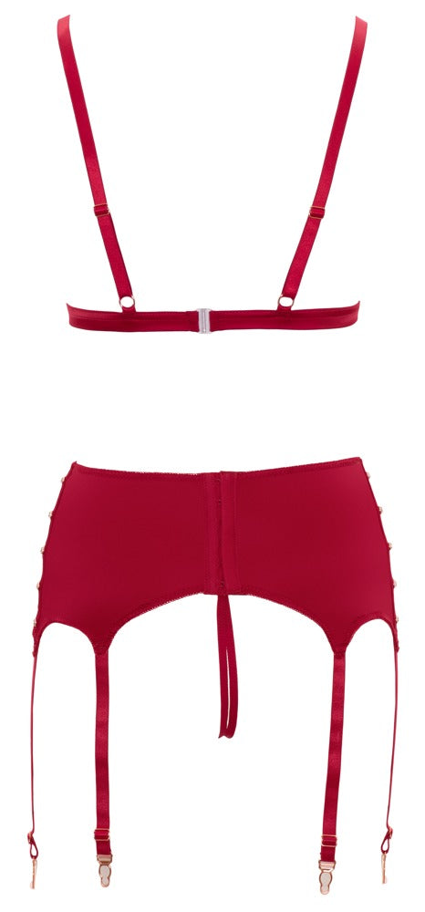 Conjunto Sujetador y Liguero Rojo XL - Abierta Fina