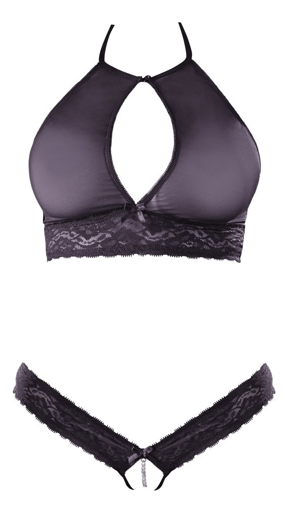 Bra and String L/XL Cottelli Lingerie - Conjunto Encaje Transparente