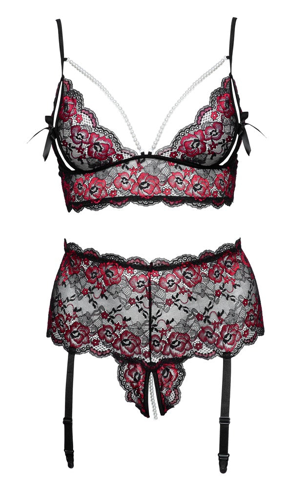 Bra Set Pearl 3XL/4XL - Sujetador y Braguita de Encaje Floral Cottelli Curves