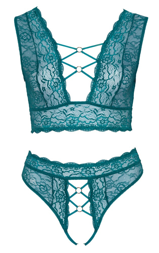 Bra Set Teal 4XL Cottelli Curves - Conjunto Encaje Sensual Tallas Grandes