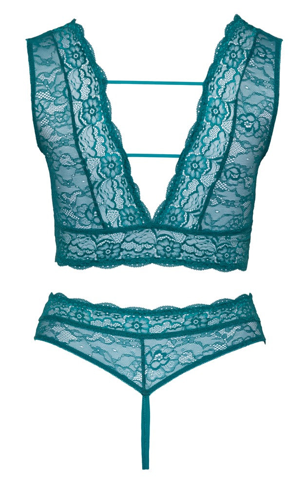 Bra Set Teal 3XL Cottelli Curves - Conjunto Encaje Sensual Tallas Grandes