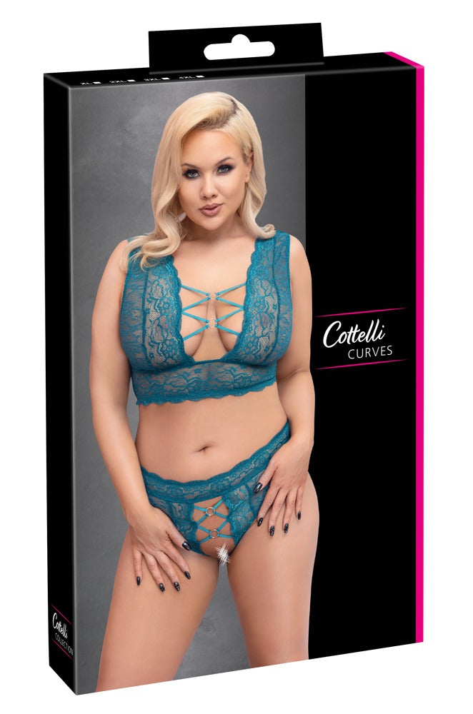 Bra Set Teal 4XL Cottelli Curves - Conjunto Encaje Sensual Tallas Grandes