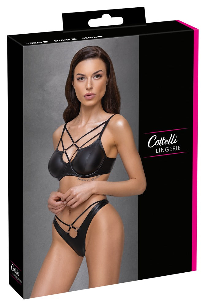 Bra Set Matte Cottelli Lingerie 80B/M - Sujetador con Riostring Negro