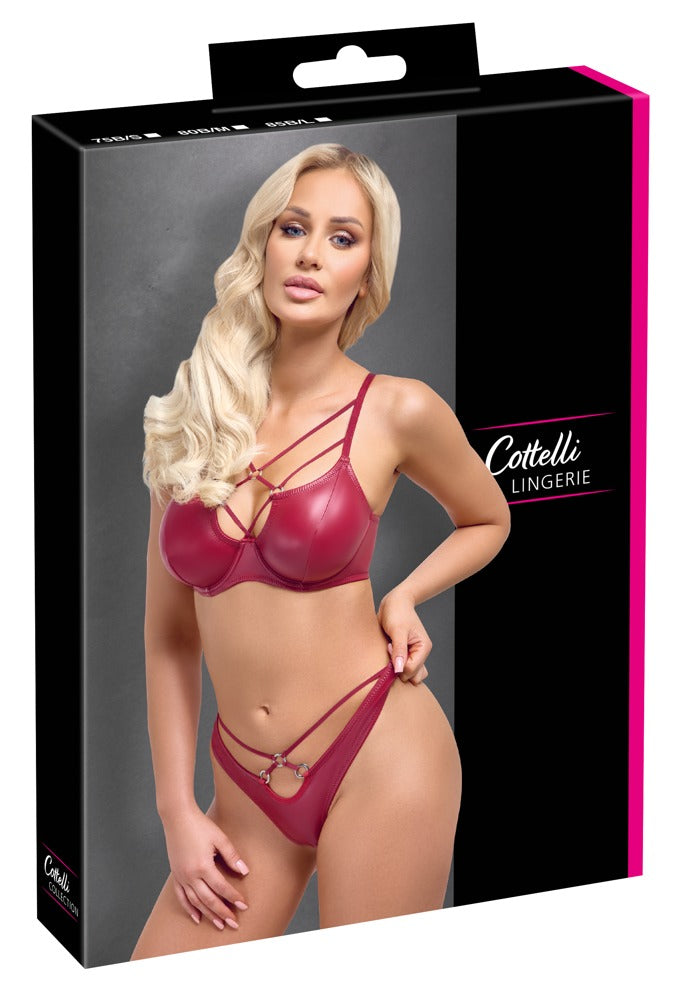 Bra Set Red 75B/S - Conjunto Sujetador y Tanga Efecto Mojado Cottelli