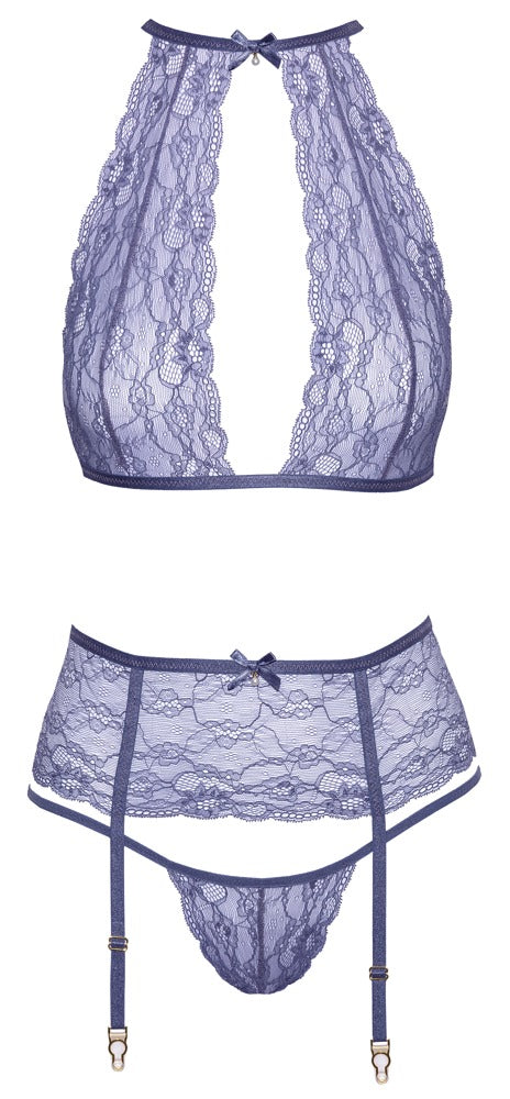 Suspender Set Lavanda S/M - Sujetador, Liguero y Tanga Kissable
