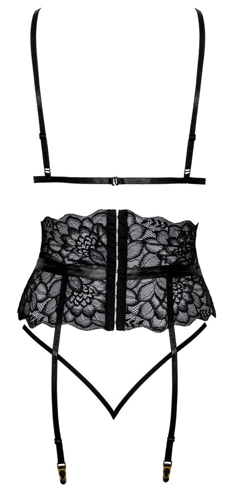Suspender Set Black S/M - Conjunto de Encaje Kissable
