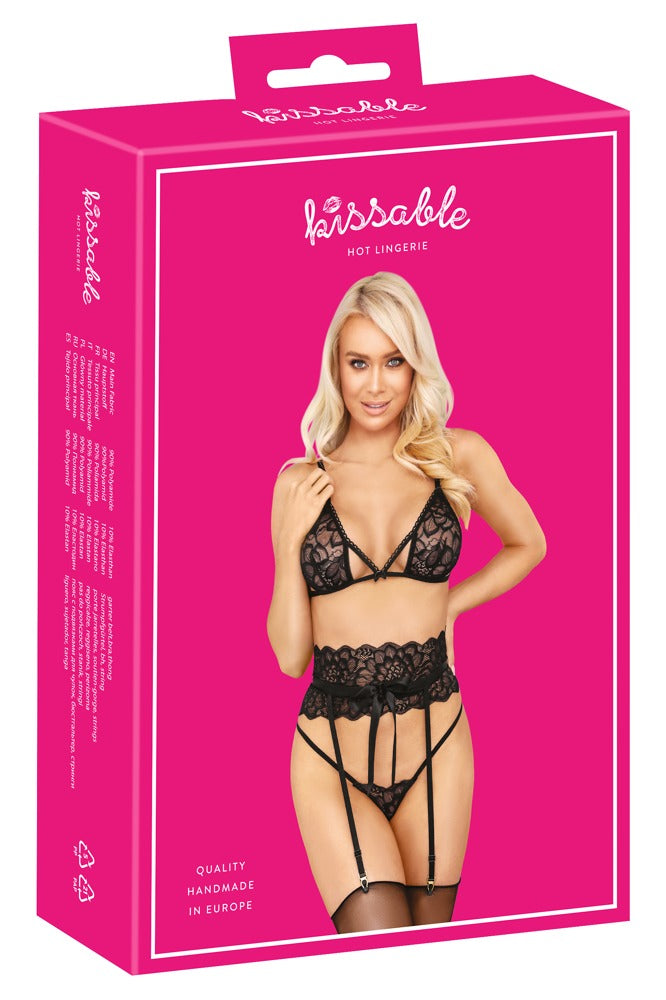 Suspender Set Black L/XL - Conjunto de Encaje Kissable