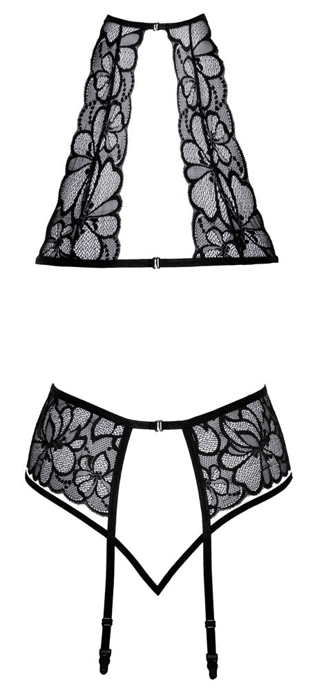 Bra Set Lace Kissable - Conjunto Sujetador, Liguero y Tanga en Encaje Floral