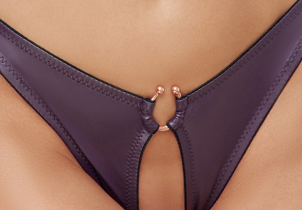 Conjunto Sujetador y Braguita Cottelli Lingerie Wet Look Púrpura Talla L