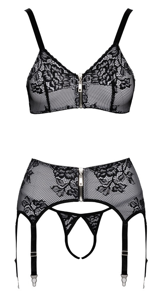 Bra Set b/w S - Conjunto Lencería Cottelli con Cremalleras