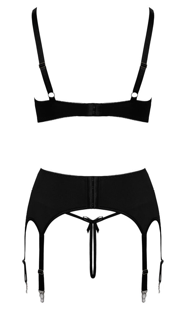 Bra Set B/W M - Conjunto Lencería Cottelli con Cremalleras