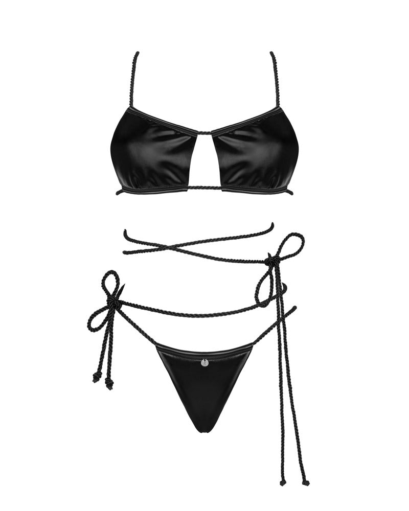 OBS Set S-L Obsessive - Conjunto Bondage Efecto Mojado Negro