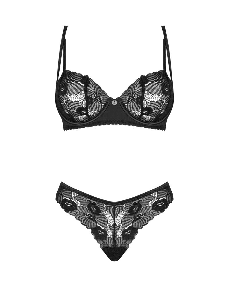 Obsessive Serena Love Set XL/2XL - Conjunto Lencería Encaje Negro