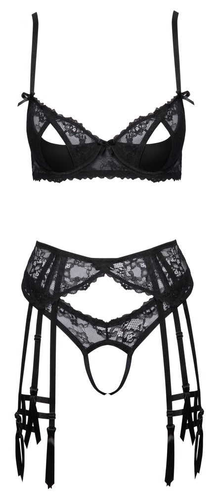 Bra Suspender Set 85C/L Cottelli Lingerie - Conjunto Liguero Negro