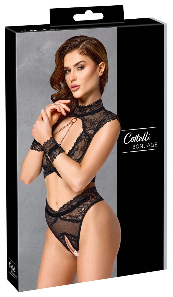 Bondage Bra Set XL Cottelli - Conjunto Negro con Sujetador y Accesorios