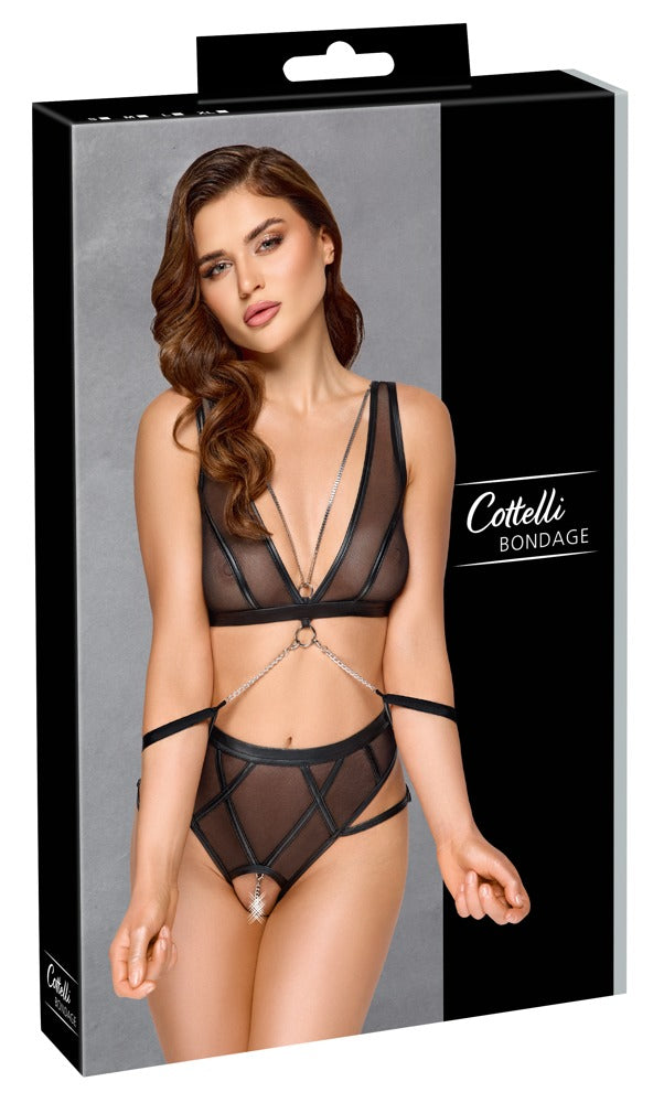 Bondage Bra Set M Cottelli - Conjunto Negro con Sujetador y Braguita