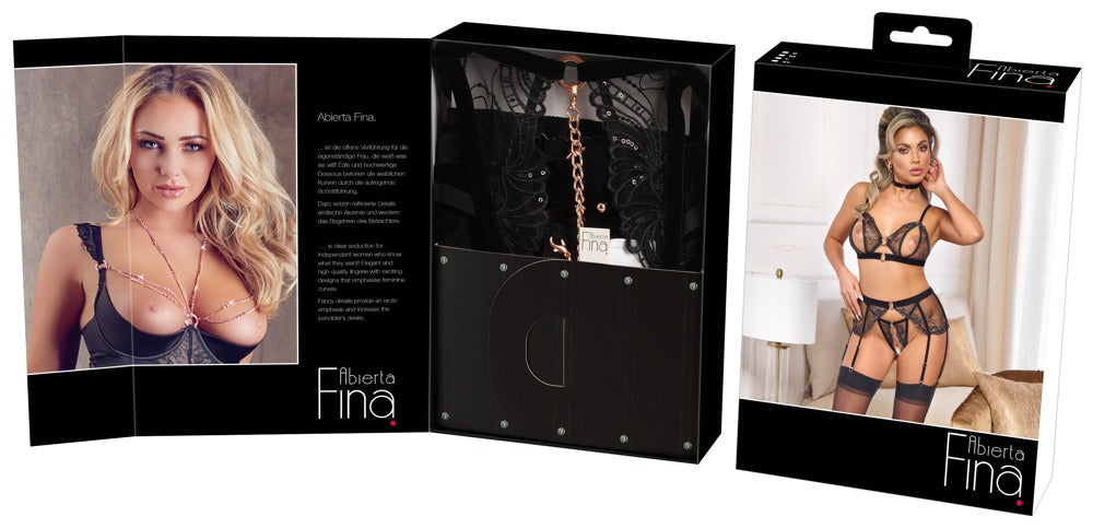 Bra Suspender Set M Abierta Fina - Conjunto Liguero Elegante