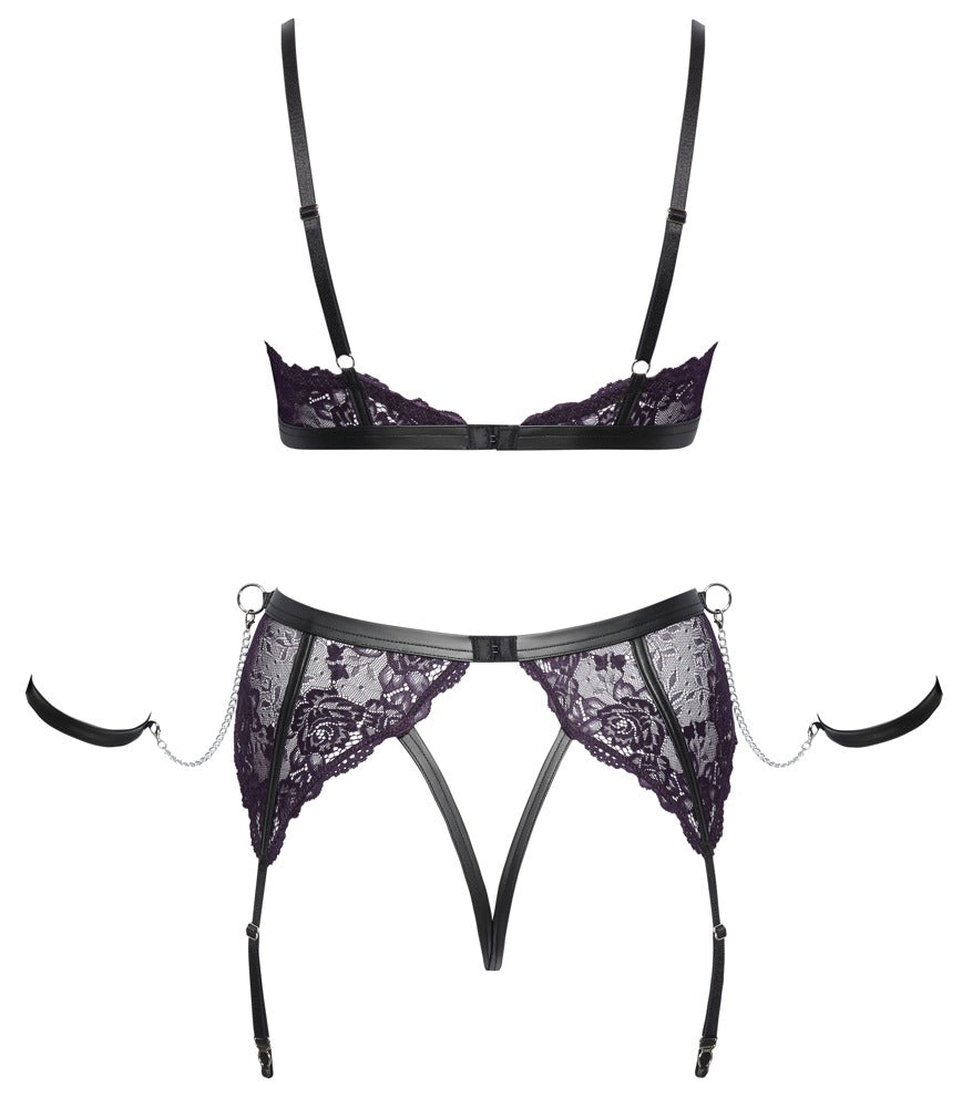 Bra Set Bondage 2XL Cottelli - Conjunto Liguero con Esposas