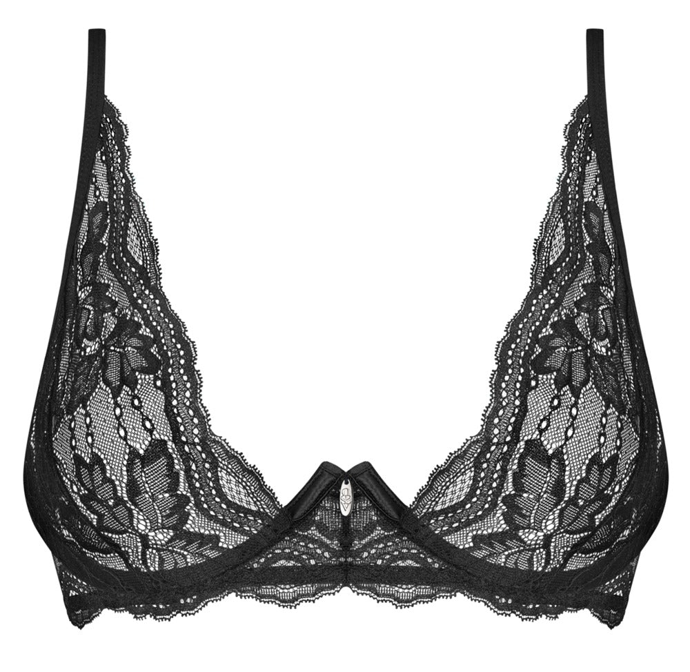 Sujetador Nutris XL/2XL Negro con Encaje Elástico - Obsessive