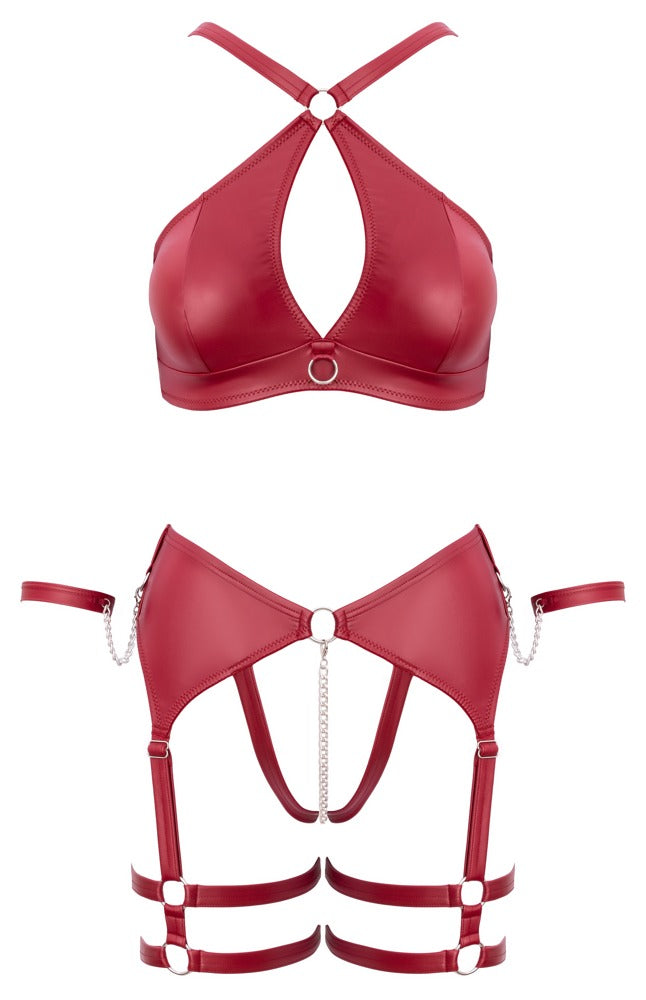 Bra Set Bondage XL Cottelli - Conjunto Lencería Rojo Oscuro