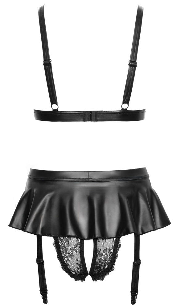 Bra Suspender Set L Cottelli Lingerie - Conjunto Negro Encaje