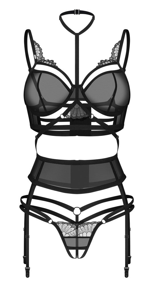OBSP Bra Set S/M - Conjunto Sujetador con Liguero Obsessive