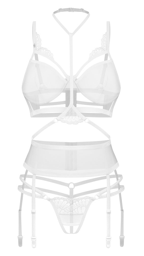 Conjunto Sujetador con Aros, Liguero y Tanga Obsessive Premisis 2XL/3XL
