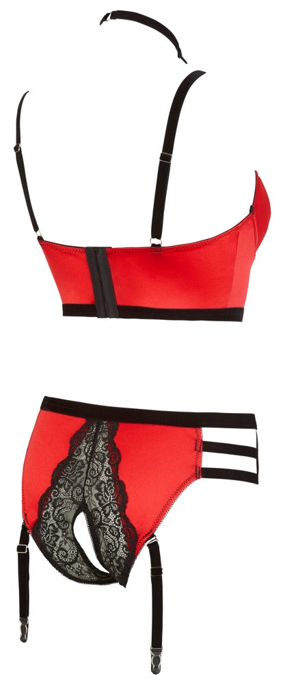 Shelf Bra Set Red 85B/L - Abierta Fina