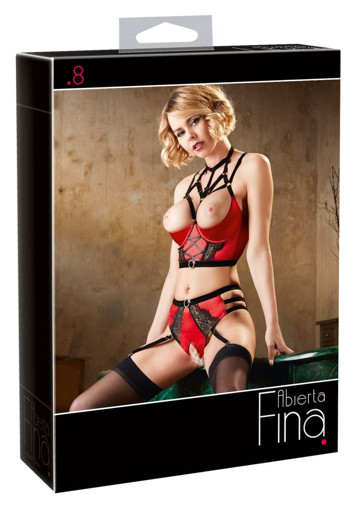 Shelf Bra Set Red 85B/L - Abierta Fina