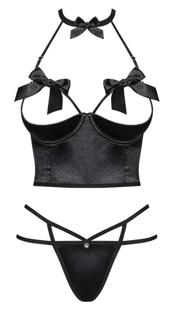 Obsessive Set L/XL - Conjunto Sujetador y Tanga con Decoración de Moño