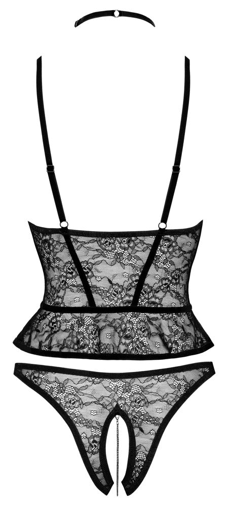 Longline Set Zip 80B/M - Conjunto Sensual de Encaje con Cremallera
