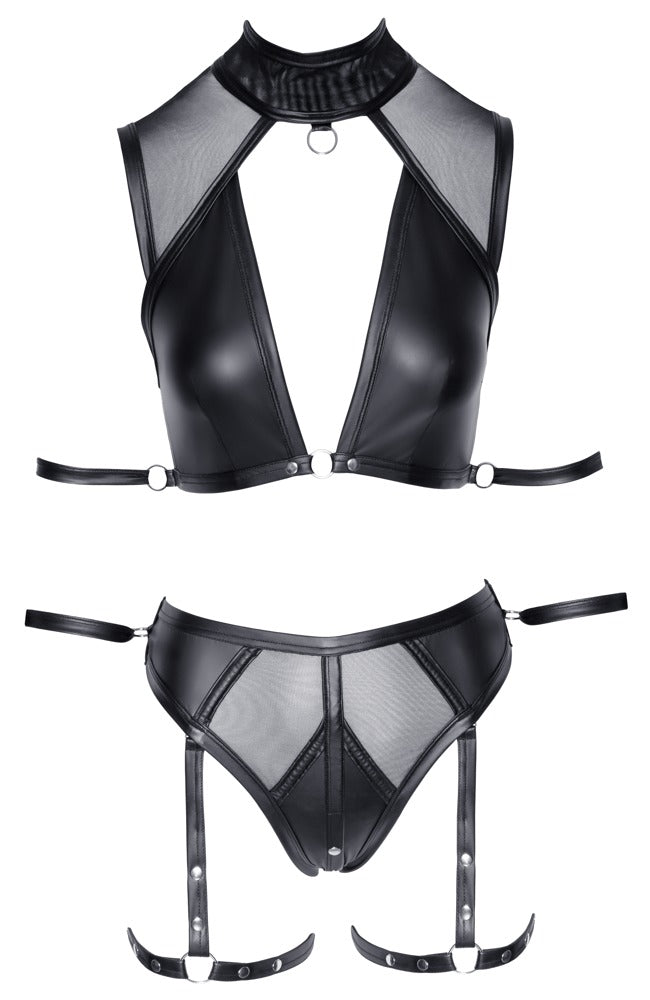 Top and Briefs Black XL Cottelli BONDAGE - Set de Sujetador y Braguita