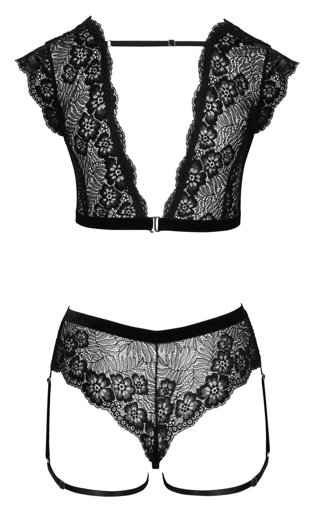 Top y Braguita sin Entrepierna XL Cottelli Lingerie - Encaje Negro