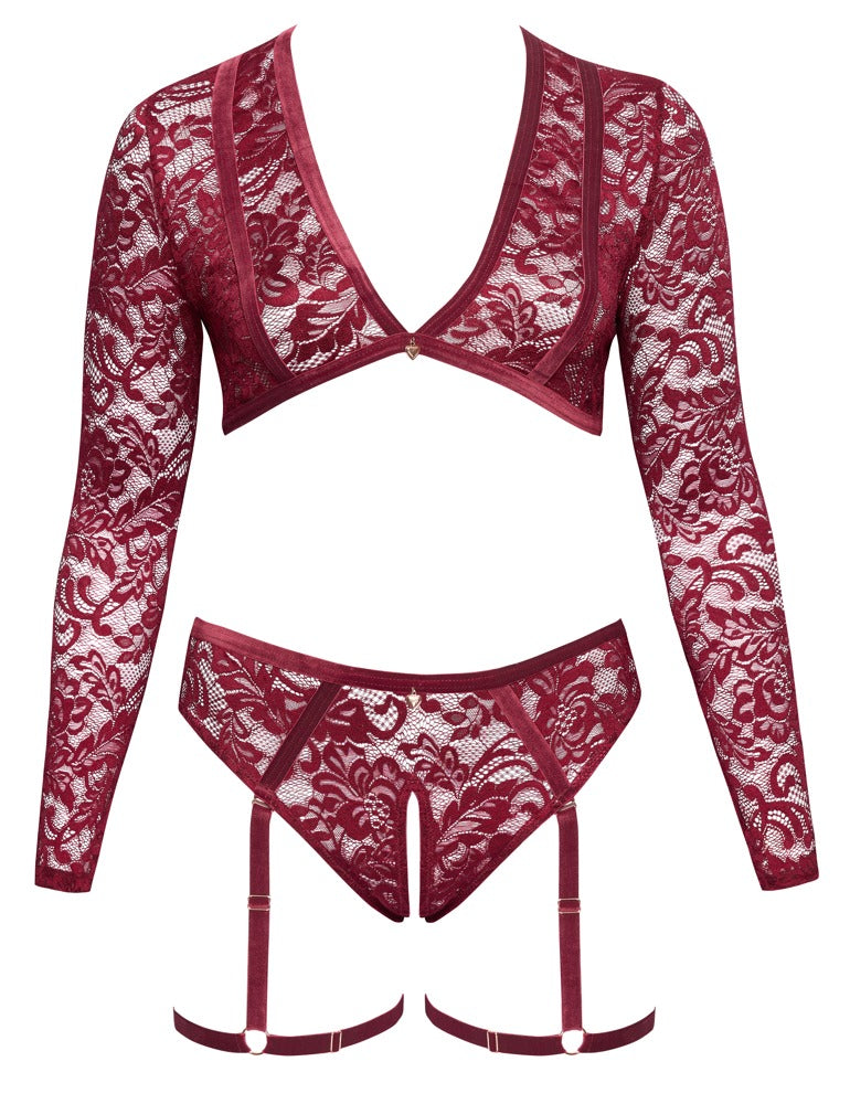 Conjunto Top y Braguita Cottelli Curves Encaje Rojo Talla 3XL