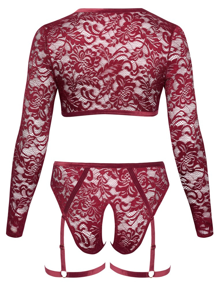 Conjunto Top y Braguita Cottelli Curves Encaje Rojo Talla 3XL