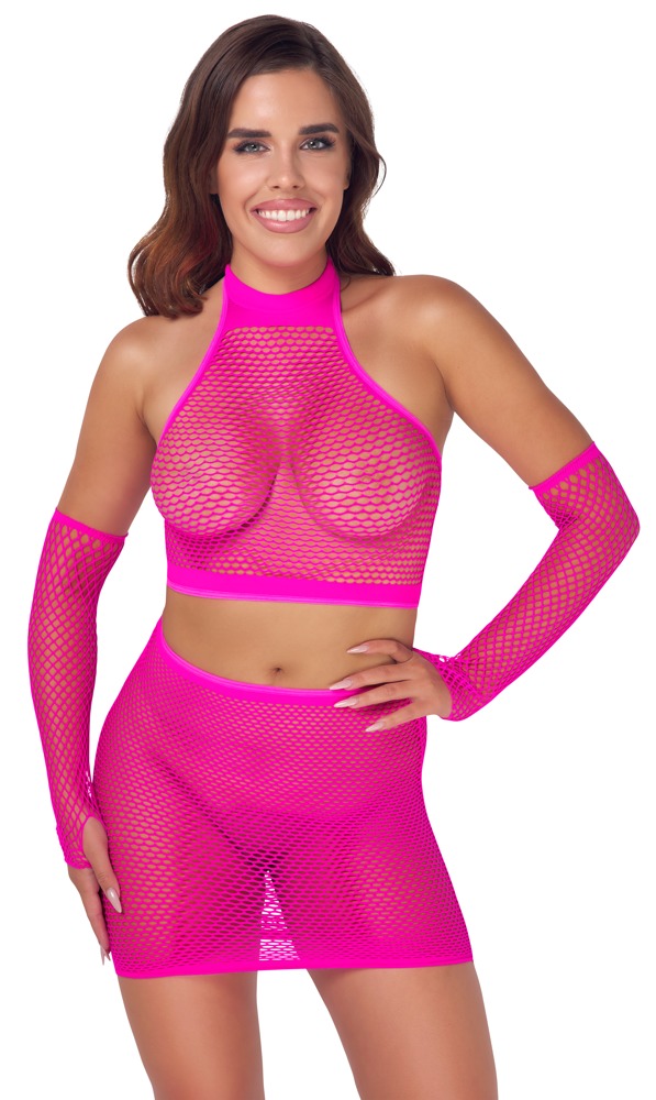 Top Set Fantasy S-L Rosa - Conjunto de Malla Elástica sin Costuras