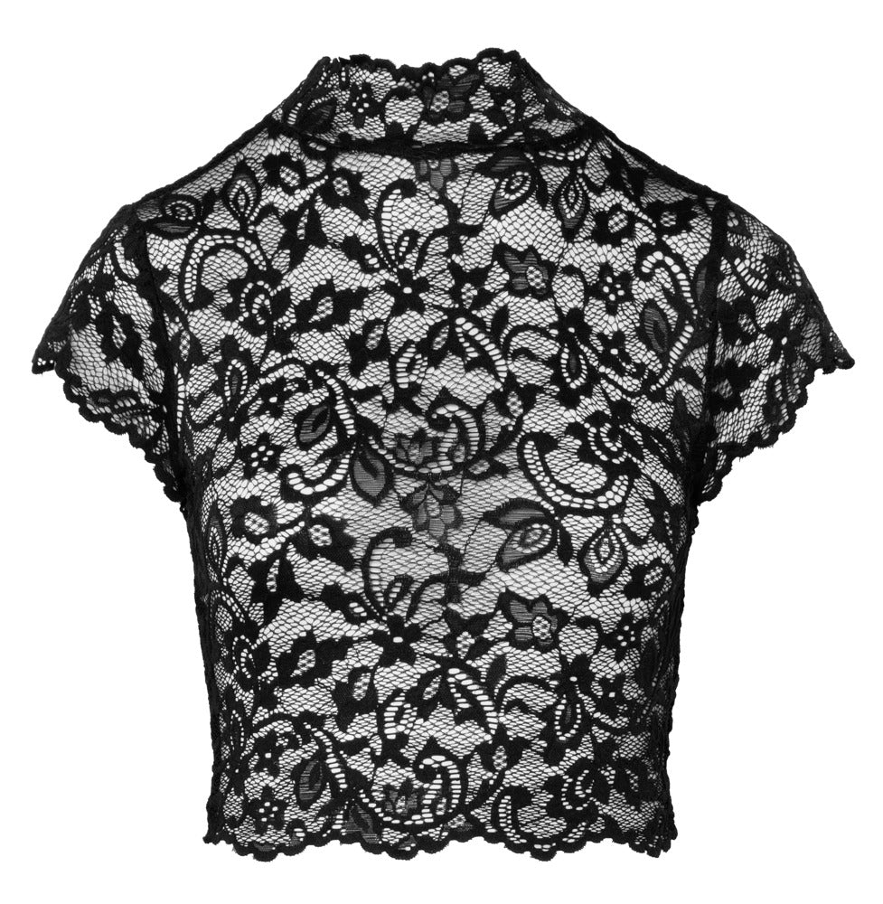 Noir Top Lace S - Top de Encaje Floral Negro