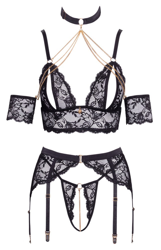 Top Suspender Set L - Conjunto de Liguero Abierta Fina