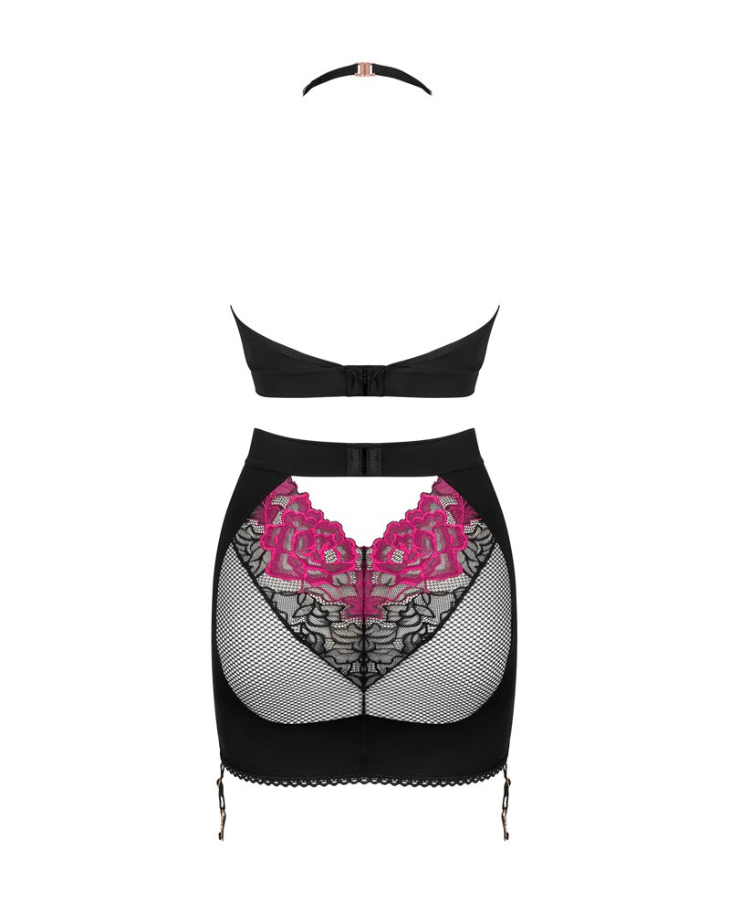 Conjunto Top + Falda Rosenty Obsessive - Encaje Rosa XS/S