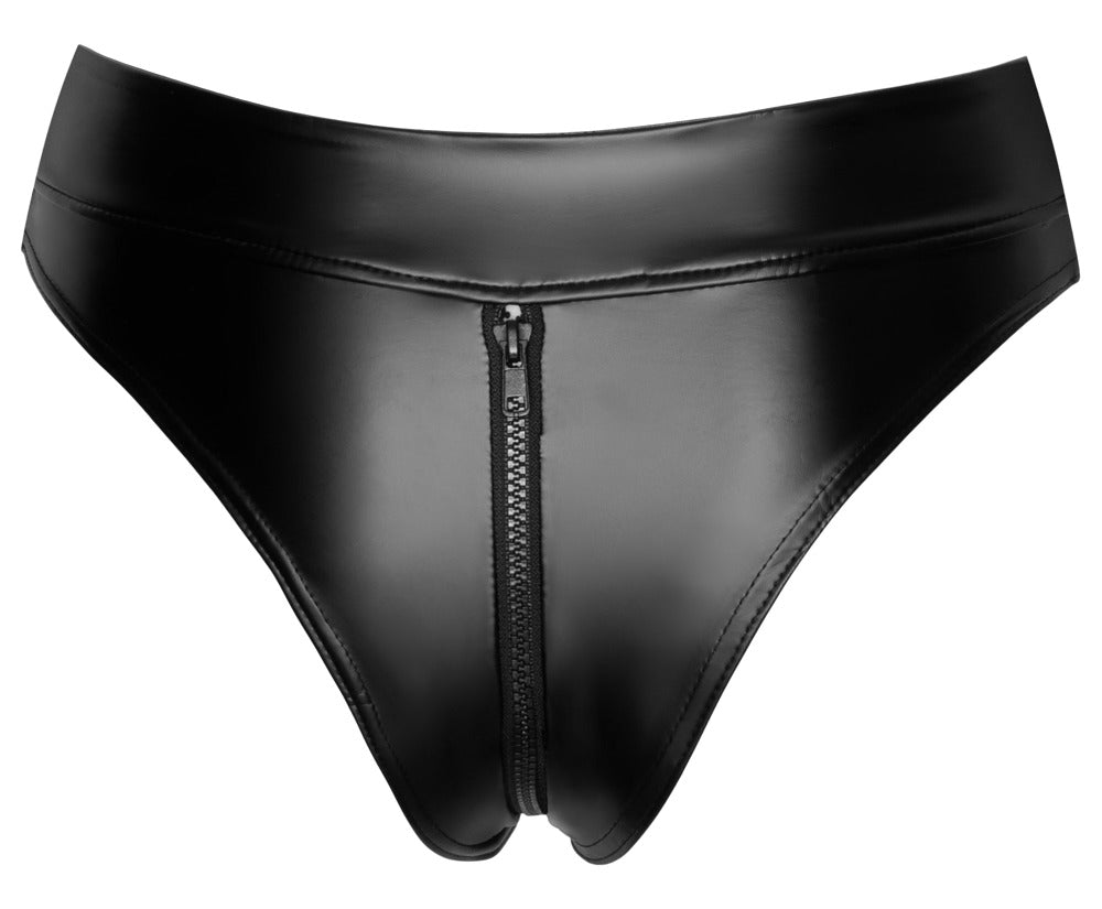 Noir Thong Zip S - Tanga con Cremallera de Doble Sentido