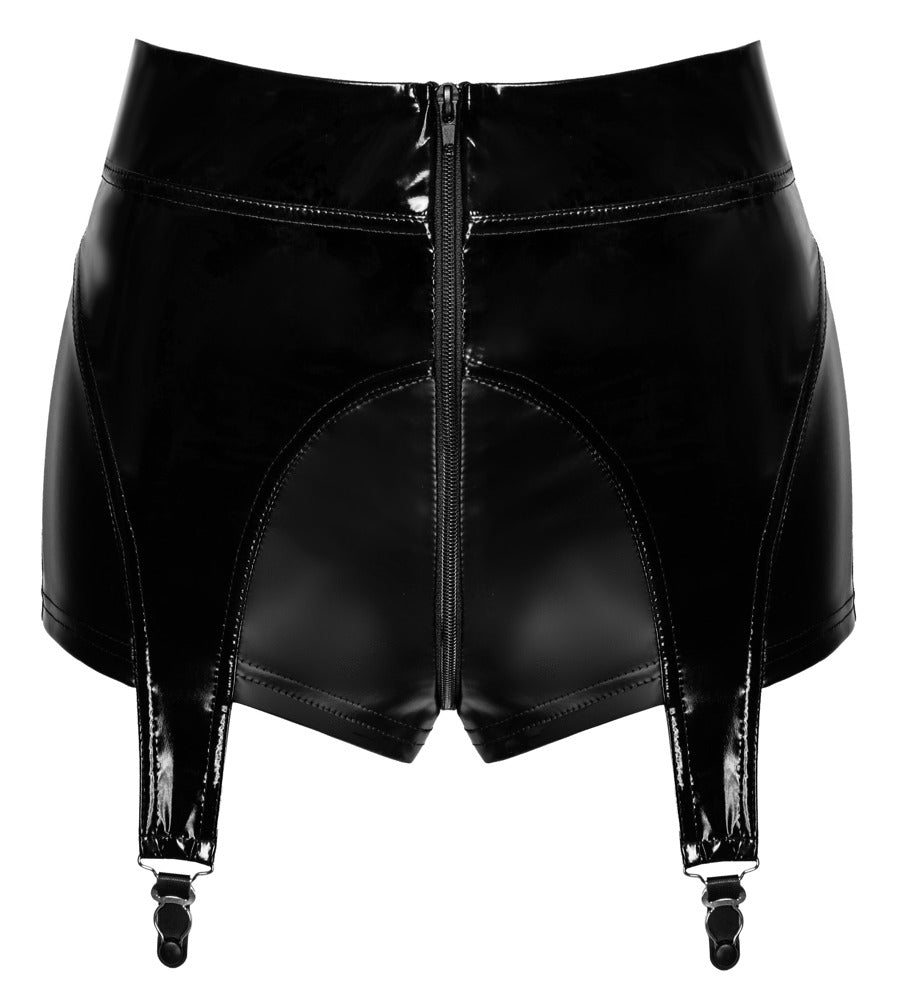 Noir Suspender Panty S - Braguita con Liguero y Cremallera