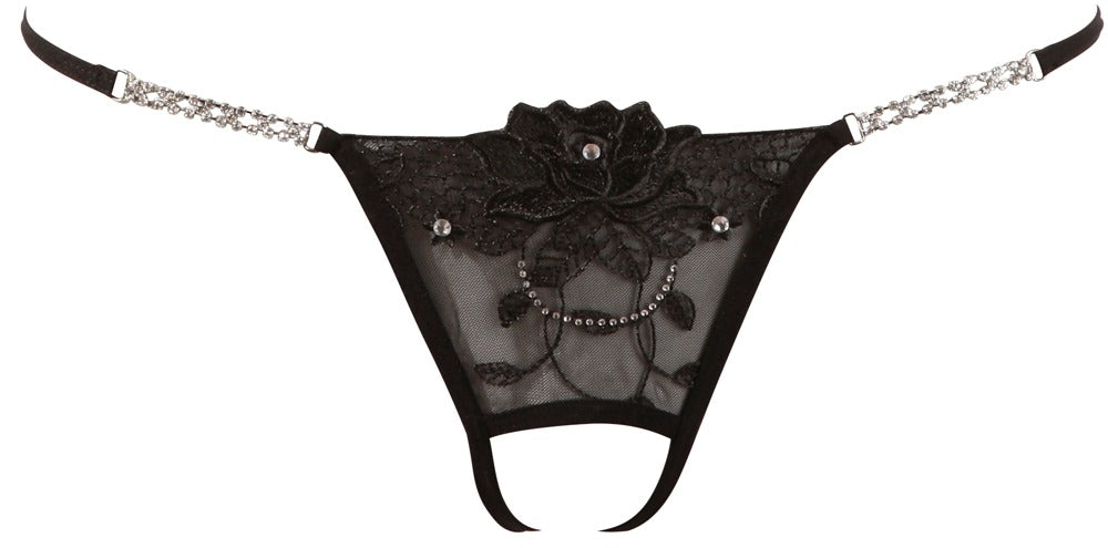 String Rhinestones S/M Cottelli Lingerie - Tanga Negra con Pedrería