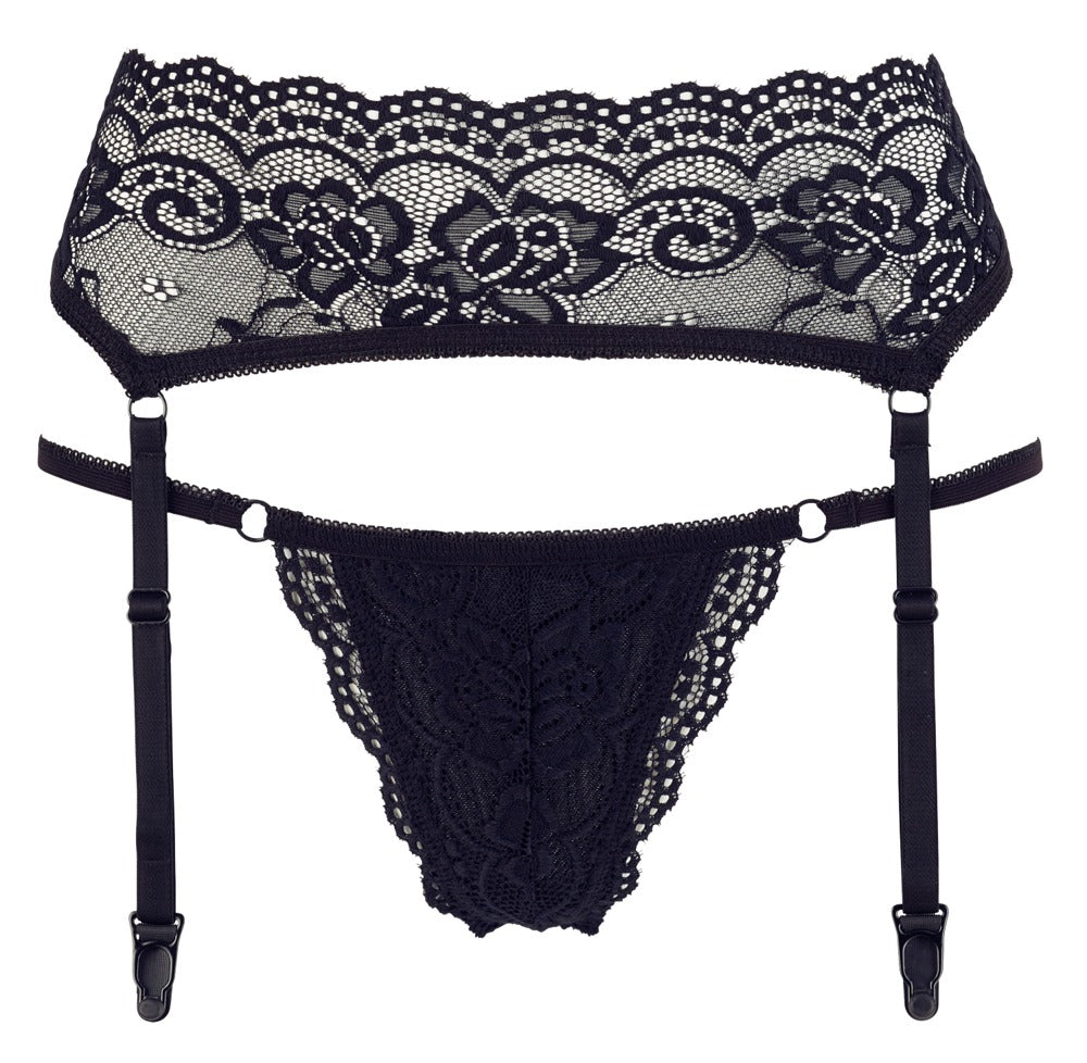 String & Suspenders Black XL - Conjunto de Lencería Elástica Cottelli