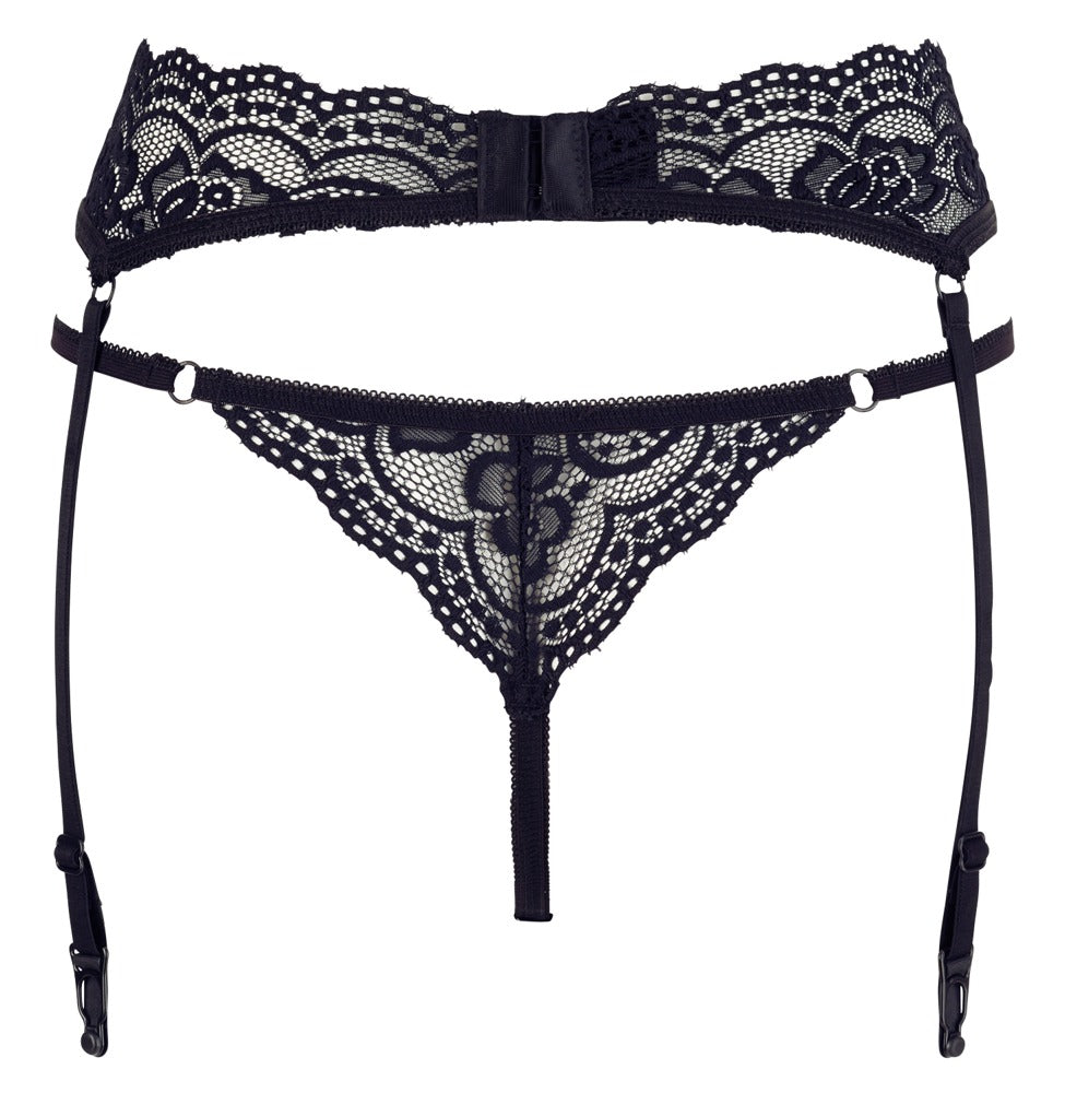 String & Suspenders Black S - Conjunto de Lencería Elástica Cottelli