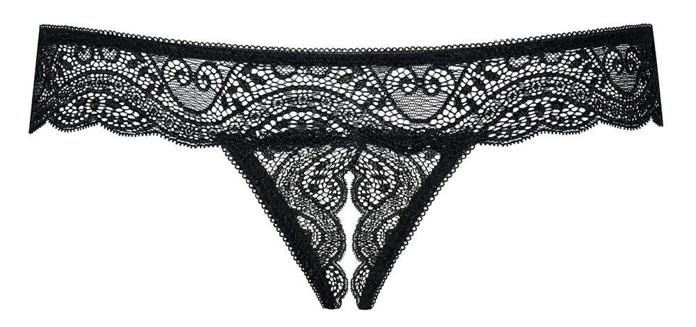 Obsessive String 2XL/3XL - Tanga Abierta de Encaje Elástico