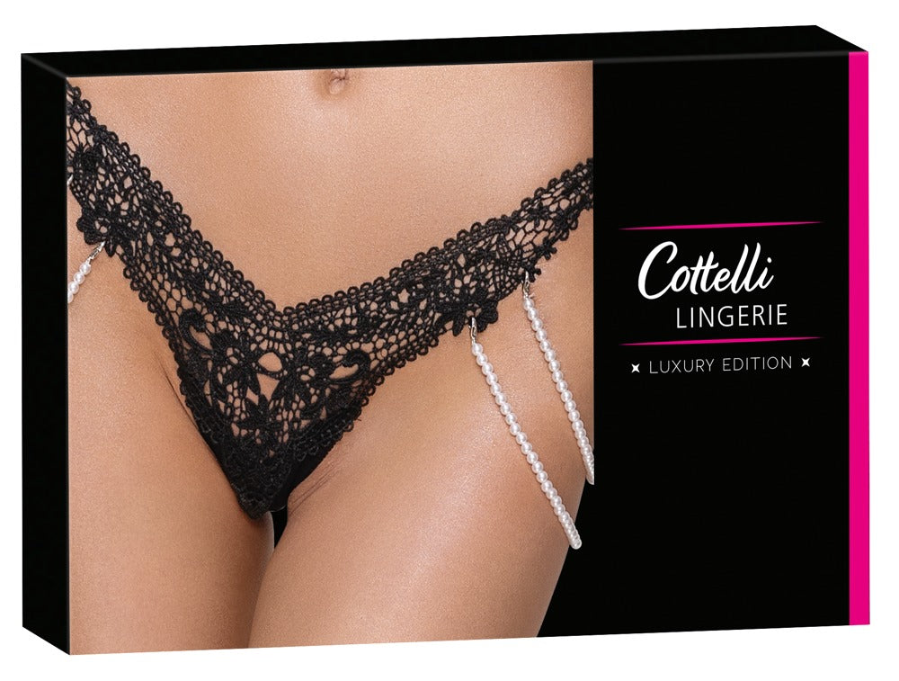 String con Cadenas de Perlas S/M - Cottelli Lingerie