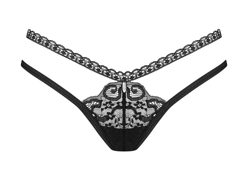 OBS String XL/2XL Obsessive - Braguita de Encaje Negro Elegante
