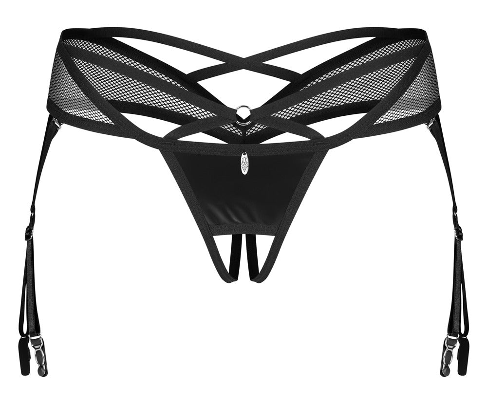 OBS String S/M Obsessive - Tanga Negro Sensual con Tirantes Ajustables