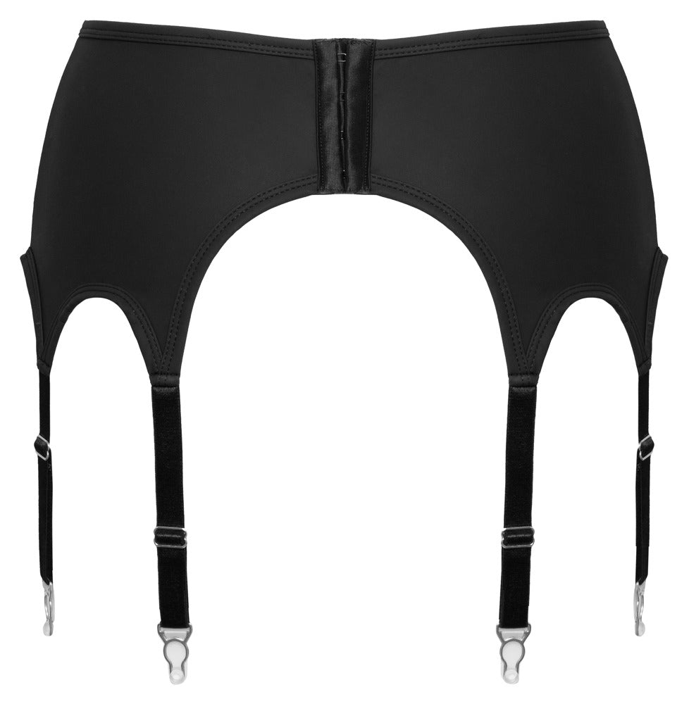 Suspender Belt 4XL Cottelli Lingerie - Liguero Negro Mate con Detalles Plateados