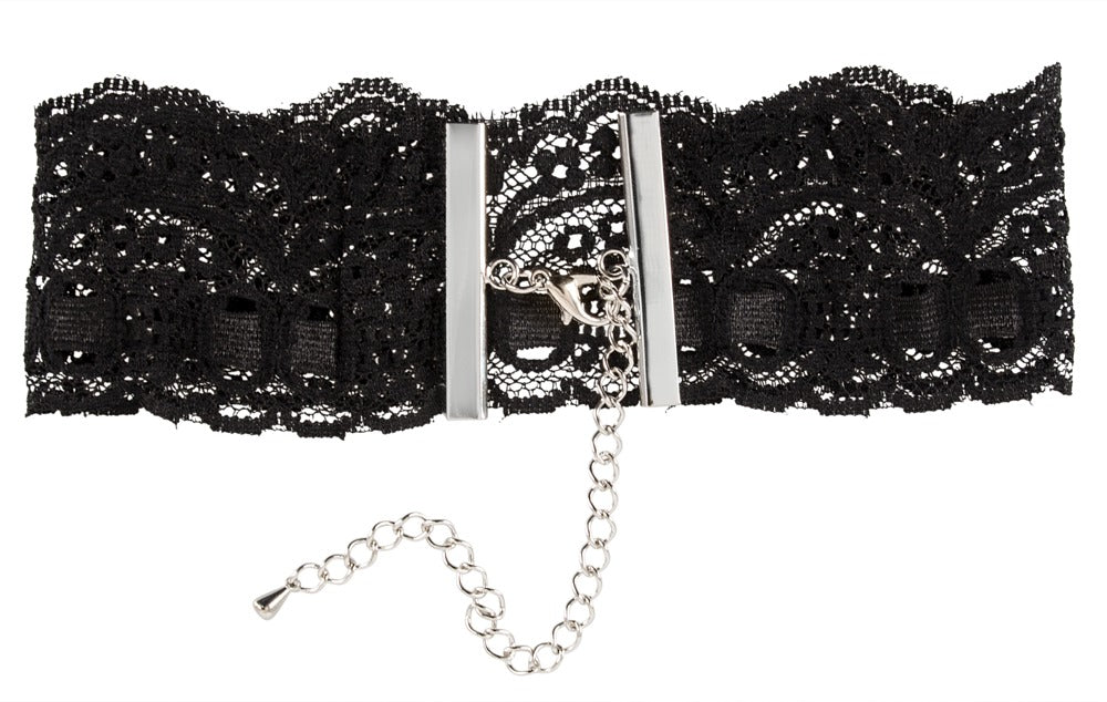 Lace Choker Cottelli Accessoires - Collar de Encaje Negro Ajustable